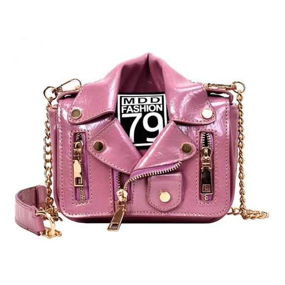 Trunkstar Handbags - Leather Jacket / Biker Handbag Purse In Lilac